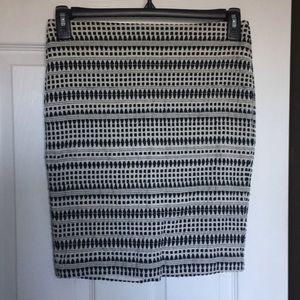 Pencil Skirt, Black and White embroidered pattern